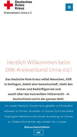Vorschau der mobilen Webseite www.drk-kv-unna.de, Deutsches Rotes Kreuz, Kreisverband Unna e.V.