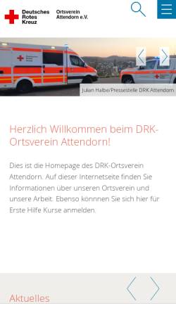 Vorschau der mobilen Webseite www.drk-attendorn.de, DRK-Ortsverein Attendorn