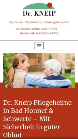 Vorschau der mobilen Webseite www.dr-kneip-pflege.de, Dr. Kneip Pflegeheim in Bad Honnef & Schwerte