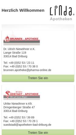 Vorschau der mobilen Webseite www.apotheken-bad-driburg.de, Brunnen und Südstadt-Apotheke