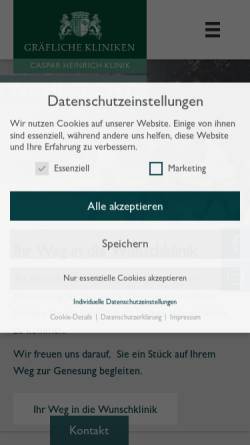 Vorschau der mobilen Webseite www.caspar-heinrich-klinik.de, Caspar Heinrich Klinik Bad Driburg GmbH