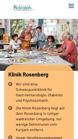 Vorschau der mobilen Webseite www.klinik-rosenberg.de, Klinik Rosenberg