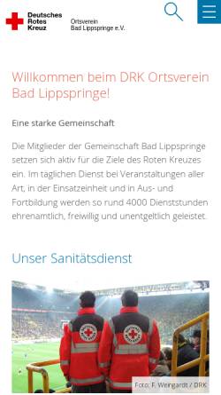 Vorschau der mobilen Webseite www.drk-badlippspringe.de, DRK-Ortsverein Bad Lippspringe e.V.