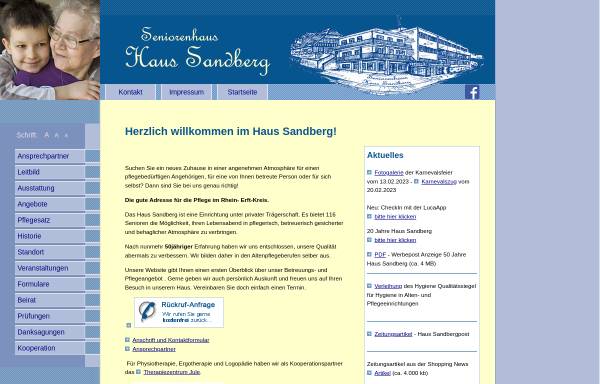 Seniorenhaus Haus Sandberg. Altenheim und Pflegeheim im Erftkreis