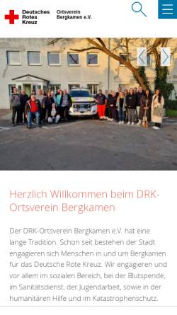 Vorschau der mobilen Webseite www.drk-bergkamen.de, DRK Ortsverein Bergkamen