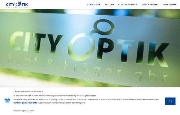 Vorschau von www.city-optik.info, City Optik, Ihr Optiker in Bergisch Gladbach/Refrath.