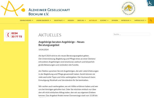 Vorschau von alzheimer-bochum.de, Alzheimer Gesellschaft Bochum e.V.