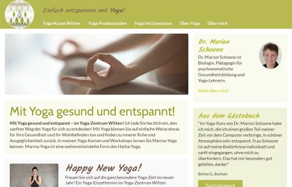 Vorschau von www.marion-schoone.de, Dr. Marion Schoone, Yoga und Gesundheit