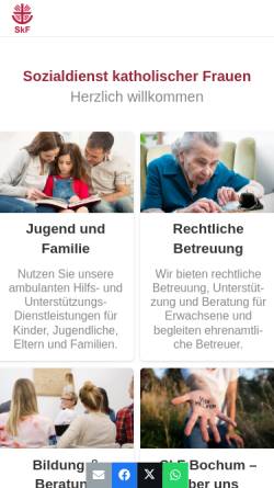 Vorschau der mobilen Webseite www.skf-bochum.de, Sozialdienst katholischer Frauen e.V.