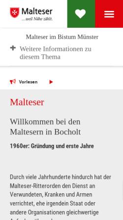 Vorschau der mobilen Webseite www.malteser-bocholt.de, Malteser Hilfsdienst e.V., Stadtverband Bocholt