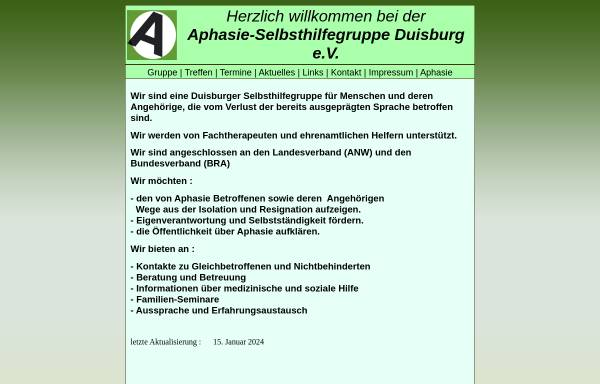 Vorschau von www.aphasie-duisburg.de, APHASIE - Gruppe in Duisburg e.V.