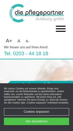 Vorschau der mobilen Webseite www.die-pflegepartner.de, die pflegepartner duisburg gmbh
