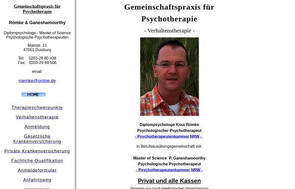 Vorschau von www.k-roemke.de, Praxis für Psychotherapie Diplompsychologe Knut Römke