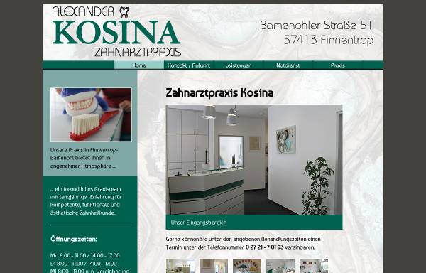Vorschau von www.kosina.de, Gemeinschaftspraxis N. Kosinova und A. Kosina