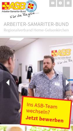 Vorschau der mobilen Webseite www.asb-herne-gelsenkirchen.de, ASB Regionalverband Herne-Gelsenkirchen e. V.