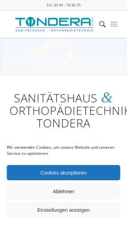 Vorschau der mobilen Webseite tondera.de, Sanitätshaus Tondera GmbH