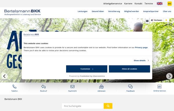 Vorschau von www.bertelsmann-bkk.de, BKK Bertelsmann (Betriebskrankenkasse)