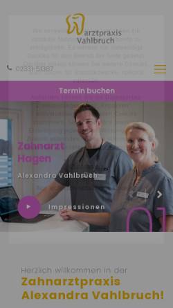 Vorschau der mobilen Webseite www.zahnarztpraxis-vahlbruch.de, Zahnarztpraxis Vahlbruch