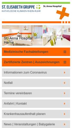 Vorschau der mobilen Webseite www.annahospital.de, St. Anna Hospital
