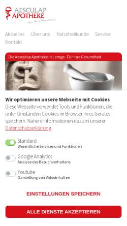 Vorschau der mobilen Webseite www.aesculap-lemgo.de, Aesculap Apotheke