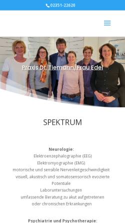Vorschau der mobilen Webseite www.praxis-tiemann.de, Neurologie, Psychiatrie und Psychotherapie Dr. Ingo Tiemann