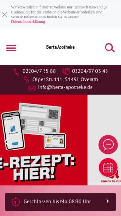 Vorschau der mobilen Webseite www.berta-apotheke.de, Berta Apotheke e.K.