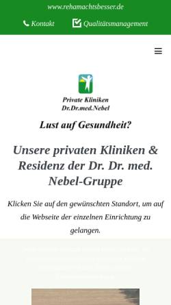 Vorschau der mobilen Webseite dr-nebel.de, Weserland-Klinik Bad Hopfenberg