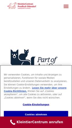 Vorschau der mobilen Webseite www.tierklinik-preussisch-oldendorf.de, Tierärztliche Klinik für Kleintiere