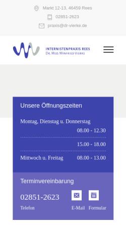 Vorschau der mobilen Webseite dr-vierke.de, Internistenpraxis Dr. med. Winfried Vierke
