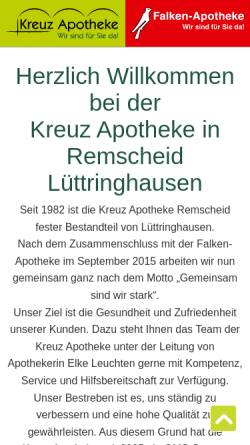 Vorschau der mobilen Webseite www.apokreuz.de, Kreuz-Apotheke Remscheid-Lüttringhausen