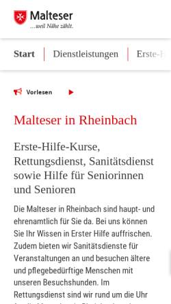 Vorschau der mobilen Webseite www.malteser-rheinbach.de, Malteser Hilfsdienst e.V. Rheinbach