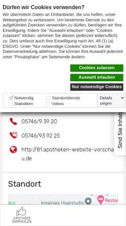 Vorschau der mobilen Webseite www.apotheken.de, Adler Apotheke