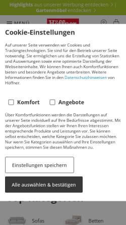 Vorschau der mobilen Webseite www.hoeffner.de, Höffner Möbelgesellschaft GmbH & Co. KG