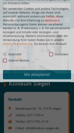 Vorschau der mobilen Webseite www.kreisklinikum-siegen.de, Kreisklinikum Siegen GmbH