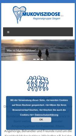 Vorschau der mobilen Webseite www.muko-siegen.de, Regionalgruppe Siegen des Mukoviszidose e.V.