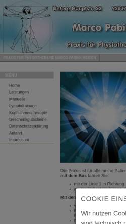Vorschau der mobilen Webseite www.pabian.de, Physiotherapie Köhler