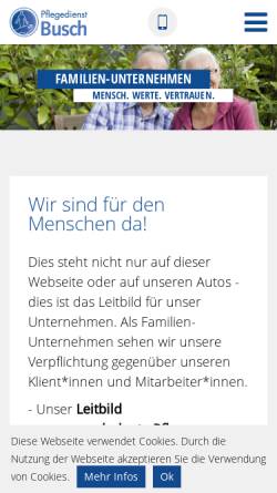 Vorschau der mobilen Webseite www.pflegedienst-busch.com, Pflegedienst Busch GmbH