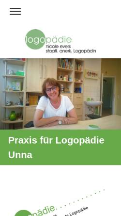 Vorschau der mobilen Webseite www.logopaedie-evers.de, Praxis für Logopädie - Nicole Evers