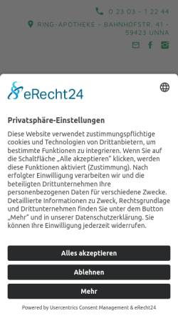 Vorschau der mobilen Webseite ring-apotheke.de, Ring Apotheke