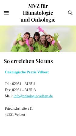 Vorschau der mobilen Webseite www.onkologie-velbert.de, Praxis Dr. med. N. Kalhori / Dr. med. A. Nusch