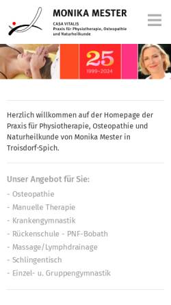 Vorschau der mobilen Webseite www.mester-osteopathie.de, Monika Mester