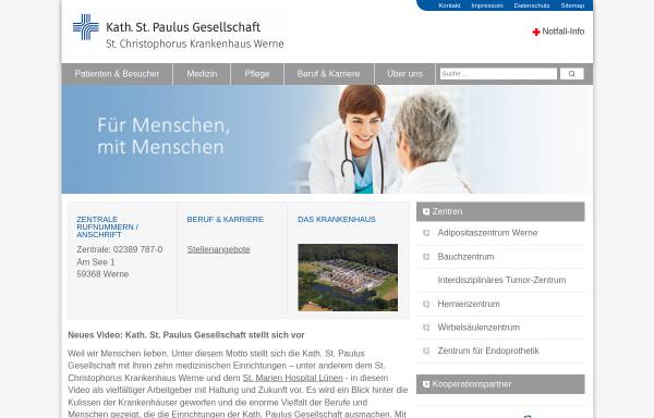 Vorschau von www.krankenhaus-werne.de, St. Christophorus-Krankenhaus GmbH
