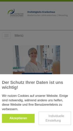 Vorschau der mobilen Webseite www.krankenhaus-wesseling.de, Dreifaltigkeits-Krankenhaus Wesseling