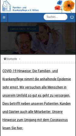 Vorschau der mobilen Webseite www.familien-krankenpflege-witten.de, Familien- und Krankenpflege e.V. Witten