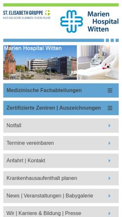 Vorschau der mobilen Webseite www.marien-hospital-witten.de, Marien-Hospital