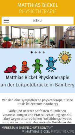 Vorschau der mobilen Webseite www.praxis-bickel.de, Physiotherapie Matthias Bickel