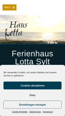 Vorschau der mobilen Webseite www.haus-lotta-sylt.de, Haus Lotta