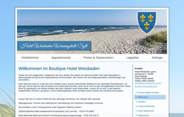 Vorschau von www.hotel-wiesbaden-sylt.de, Hotel garni Wiesbaden