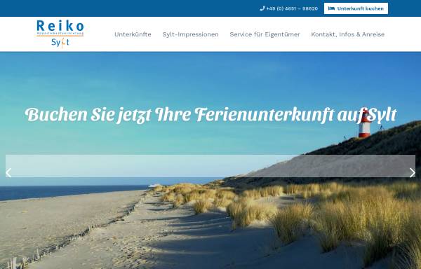 Vorschau von www.reiko-sylt.de, Reiko Appartement & Immobilien