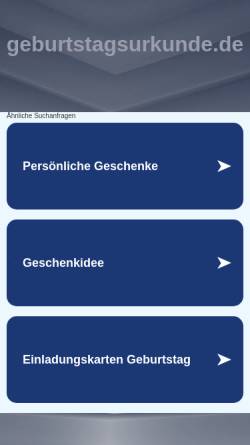 Vorschau der mobilen Webseite www.geburtstagsurkunde.de, geburtstagsurkunde.de, Inh. Heino Siefert